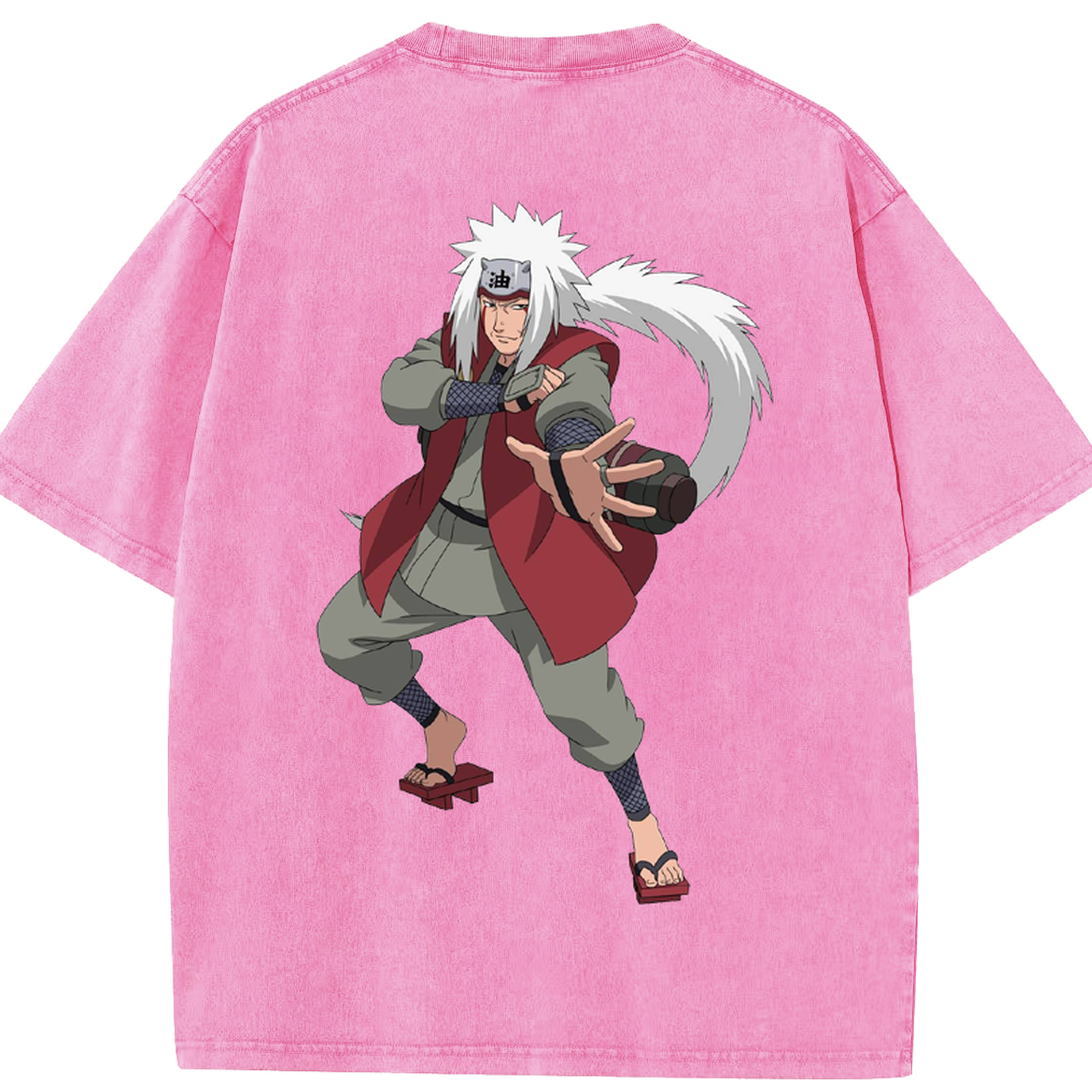 （画像用） NARUTO -ナルト- 自来也（じらいや） Jiraiya 綿100% ヴィンテージ風 半袖Tシャツ（背面プリント）